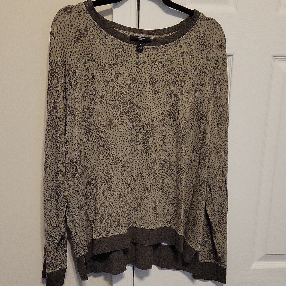 AFANI Green Crew Neck Sweater with Textured Pattern